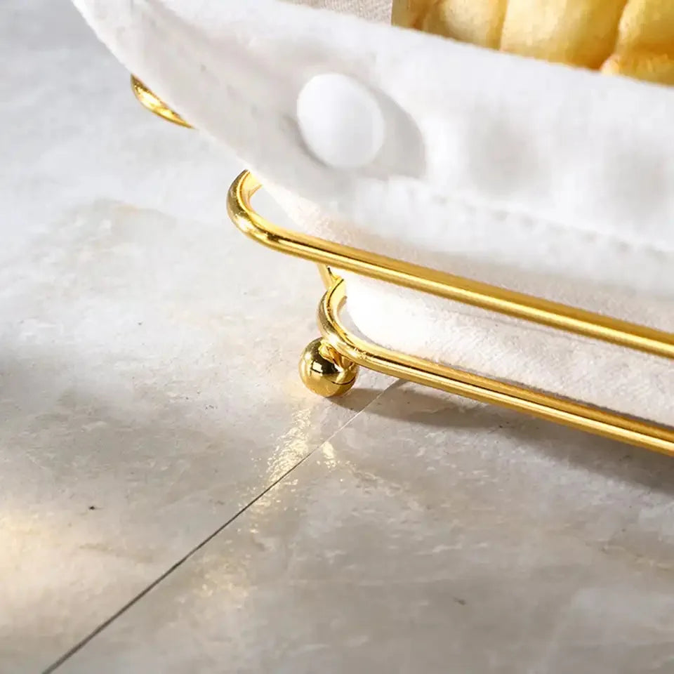 Metall Brotkorb – Goldenes Design – 30x20x10cm