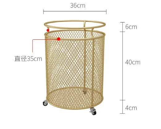 Metall-Wäschekorb – Gold Design – Rollbarer Organizer