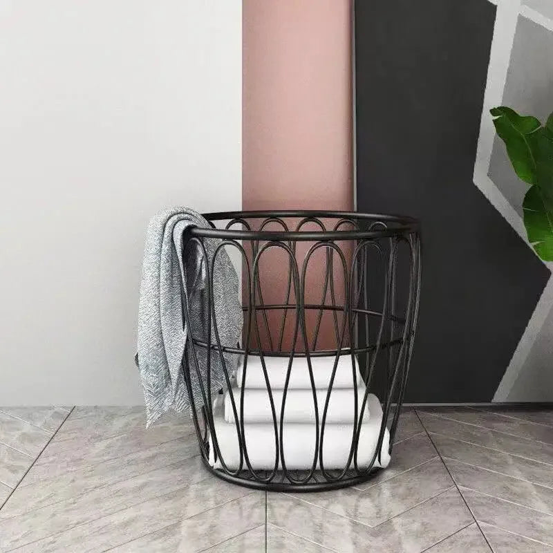 Metall-Wäschekorb – Gold Design – Rollbarer Organizer