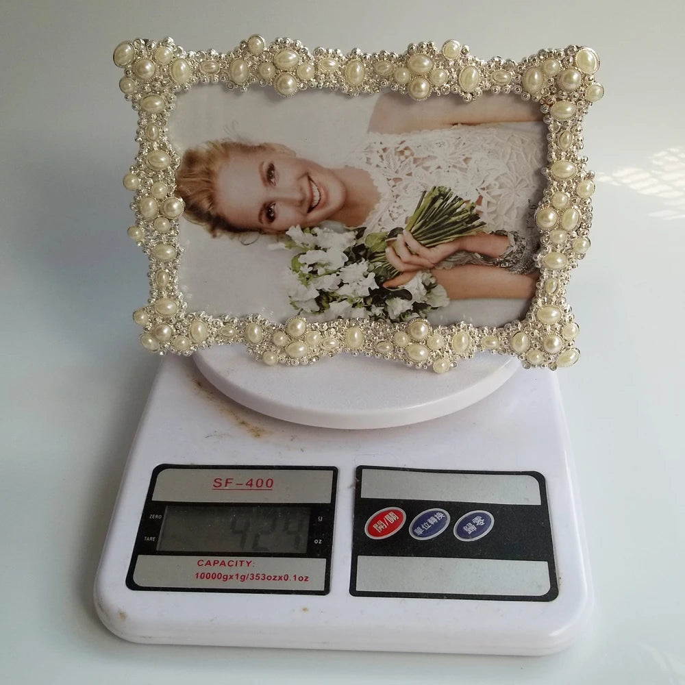 Metallbilderrahmen – Silber & Perlen – Verschiedene Grössen