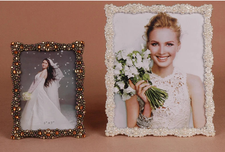 Metallbilderrahmen – Silber & Perlen – Verschiedene Grössen