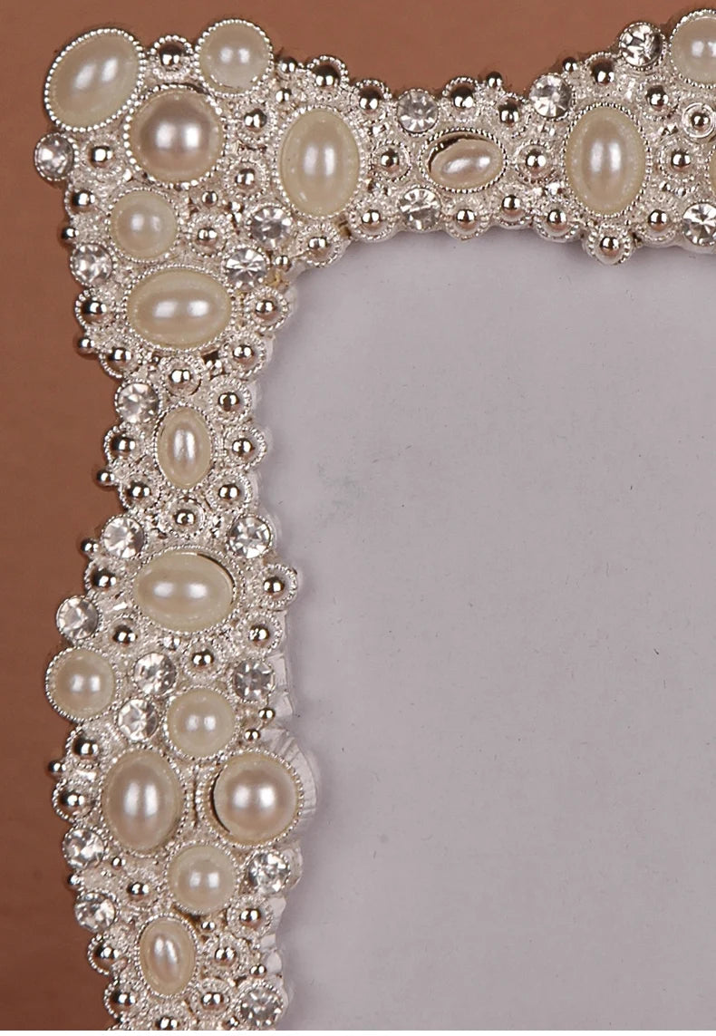 Metallbilderrahmen – Silber & Perlen – Verschiedene Grössen