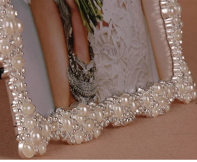 Metallbilderrahmen – Silber & Perlen – Verschiedene Grössen