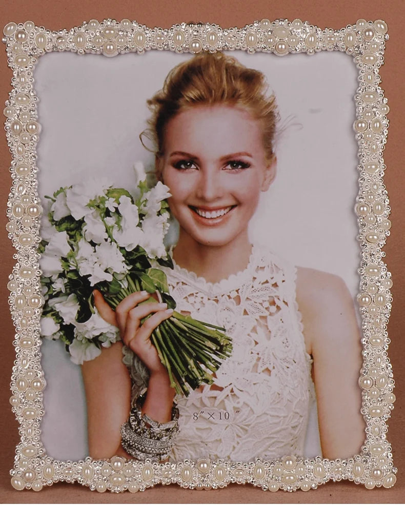 Metallbilderrahmen – Silber & Perlen – Verschiedene Grössen