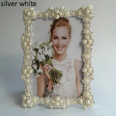 Metallbilderrahmen – Silber & Perlen – Verschiedene Grössen