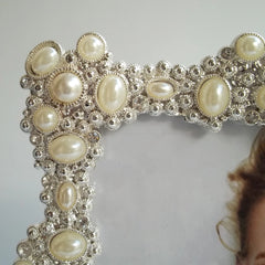 Metallbilderrahmen – Silber & Perlen – Verschiedene Grössen