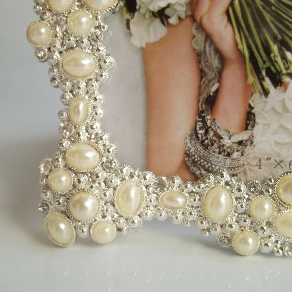 Metallbilderrahmen – Silber & Perlen – Verschiedene Grössen