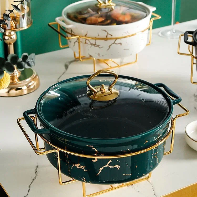 Mini Keramikschale – Marmor Gold Design – 24cm Durchmesser