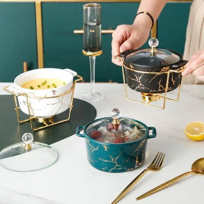 Mini Keramikschale – Marmor Gold Design – 24cm Durchmesser