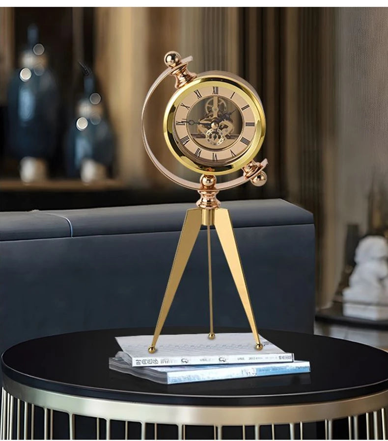 Moderne Metall-Tischuhr – Leichter Luxus, Rund