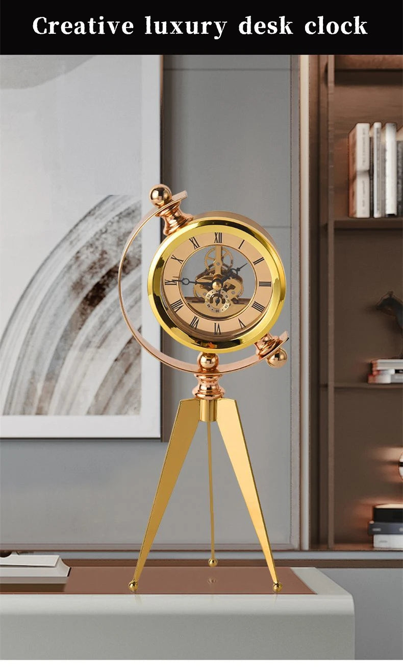 Moderne Metall-Tischuhr – Leichter Luxus, Rund