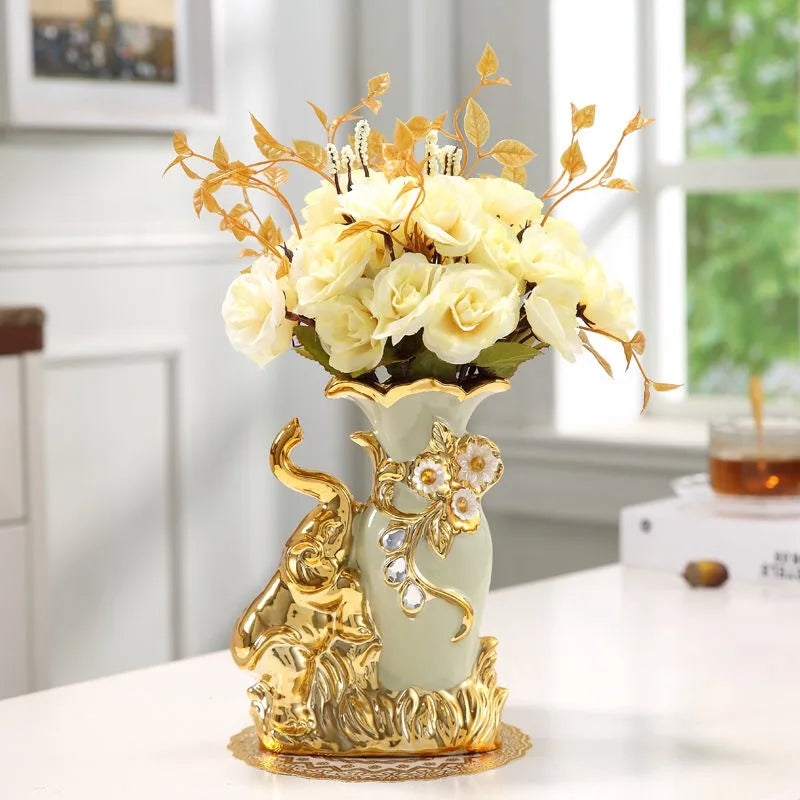 Moderne Vase – Goldglas & Keramik – Wohnzimmereinrichtung