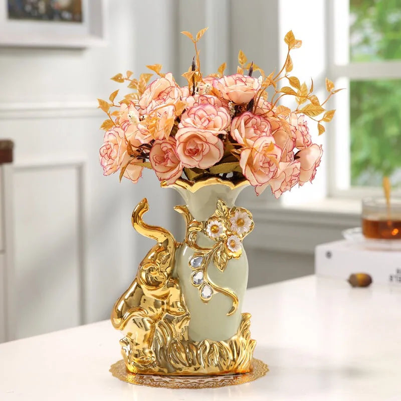 Moderne Vase – Goldglas & Keramik – Wohnzimmereinrichtung