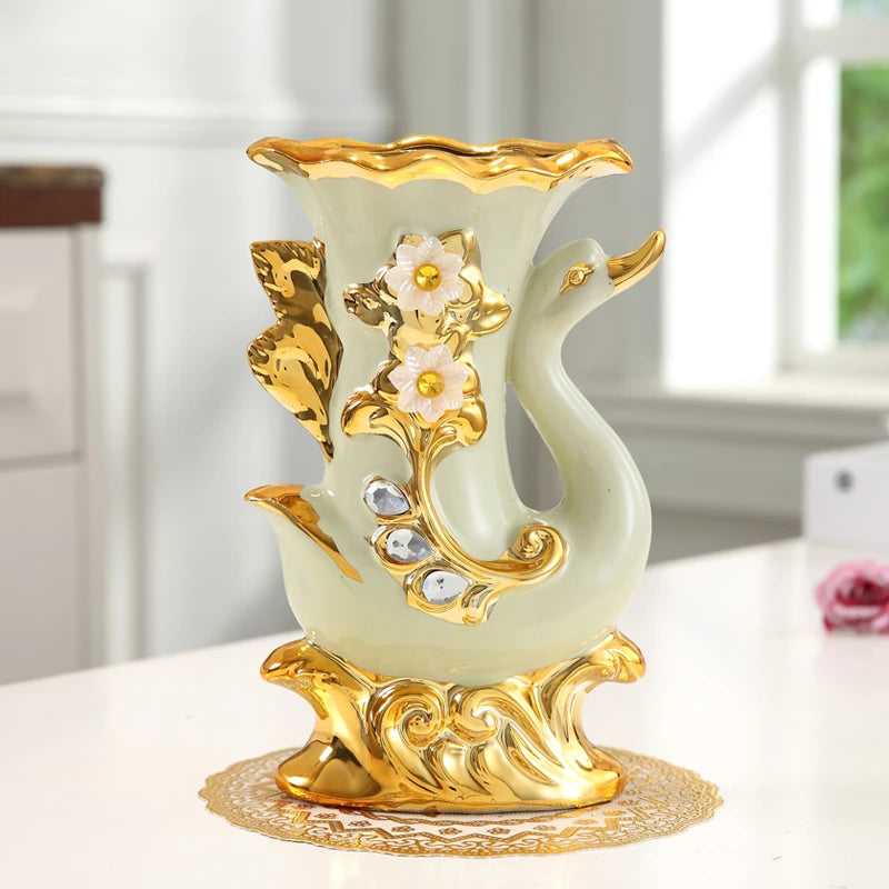 Moderne Vase – Goldglas & Keramik – Wohnzimmereinrichtung