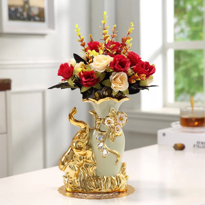 Moderne Vase – Goldglas & Keramik – Wohnzimmereinrichtung