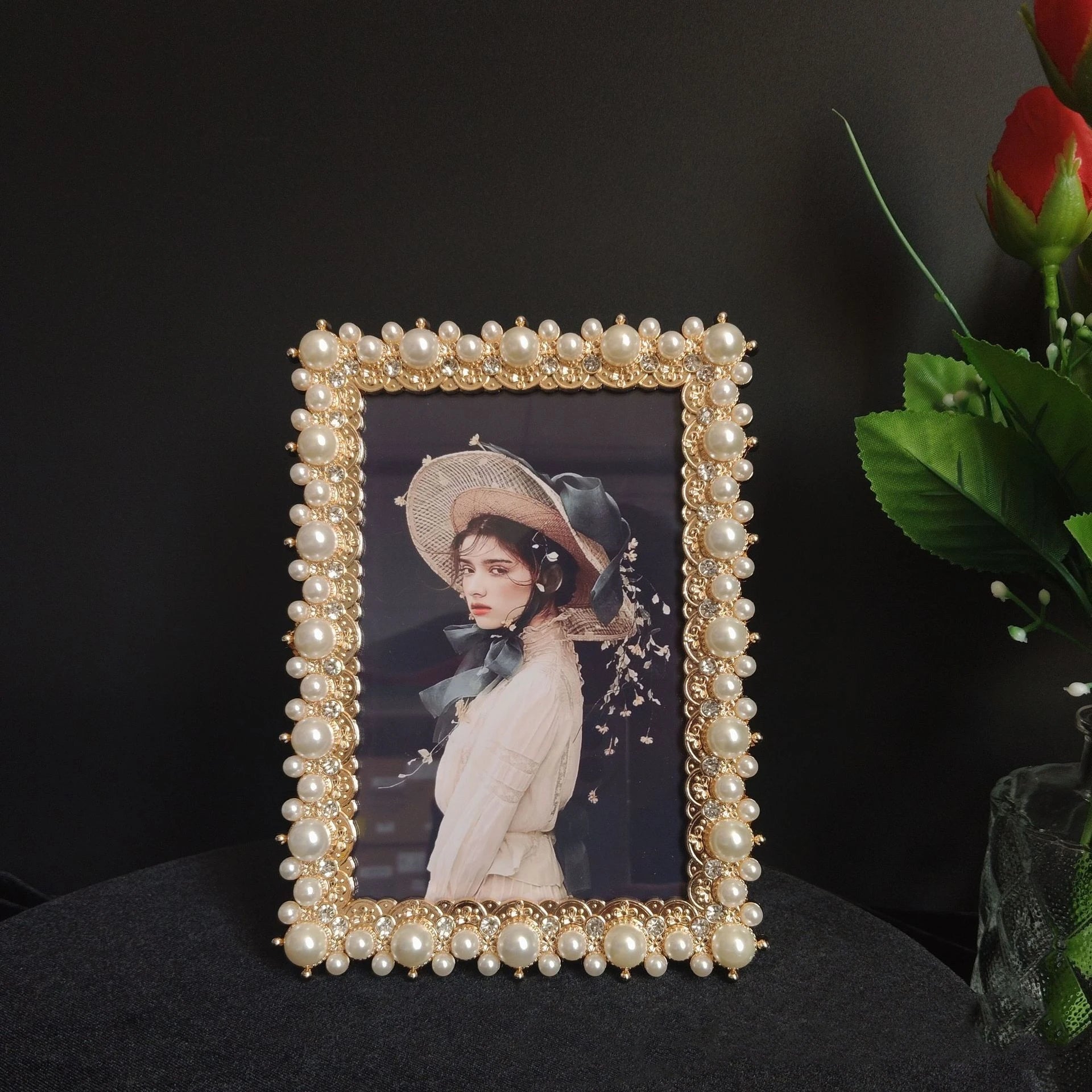 Moderner Metallrahmen – Perleneinlage – 6-7 Zoll