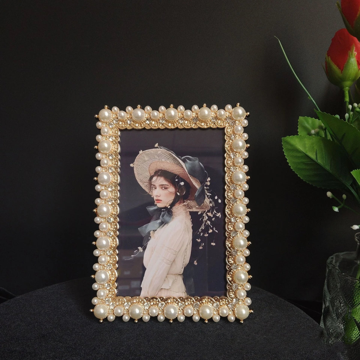 Moderner Metallrahmen – Perleneinlage – 6-7 Zoll