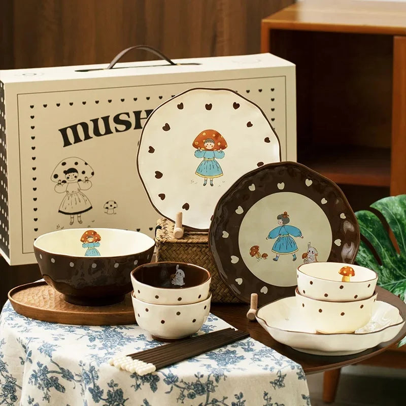 Mushroom Girl Keramikset – Vintage & Umweltfreundlich