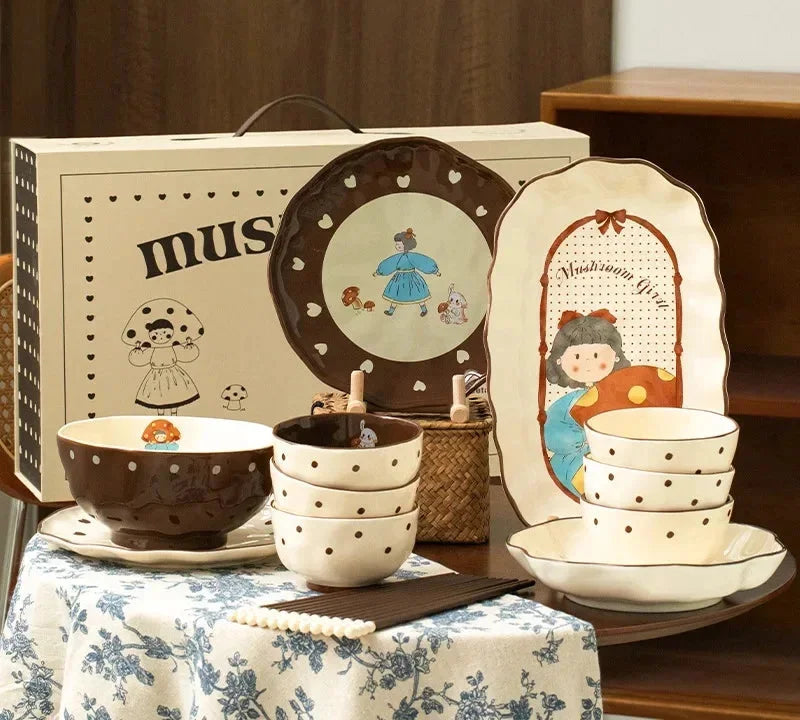 Mushroom Girl Keramikset – Vintage & Umweltfreundlich