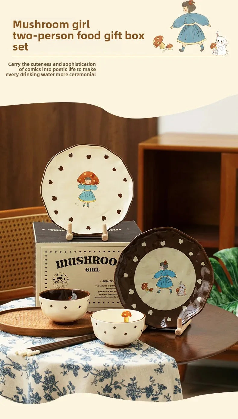 Mushroom Girl Keramikset – Vintage & Umweltfreundlich
