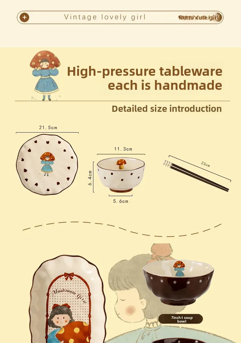 Mushroom Girl Keramikset – Vintage & Umweltfreundlich