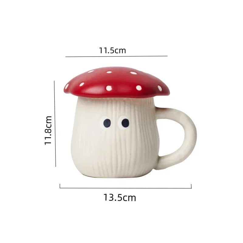 Mushroom Keramiktasse – Cartoon-Design mit Deckel