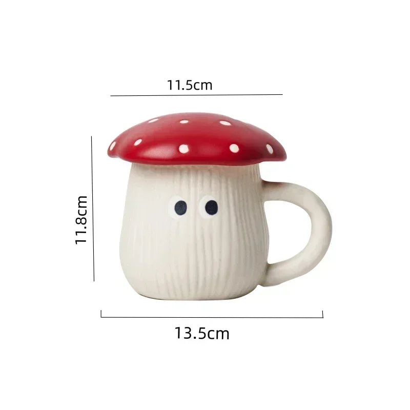 Mushroom Keramiktasse – Cartoon-Design mit Deckel