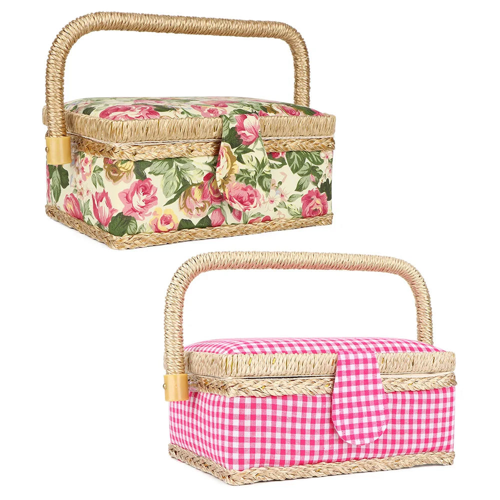 Nähkorb – Blumendesign – 19x13x10cm Handgemacht