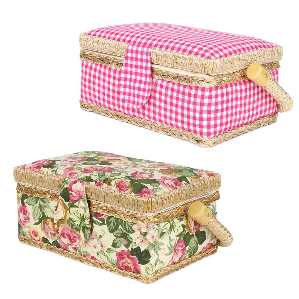 Nähkorb – Blumendesign – 19x13x10cm Handgemacht