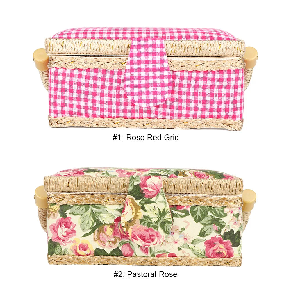 Nähkorb – Blumendesign – 19x13x10cm Handgemacht