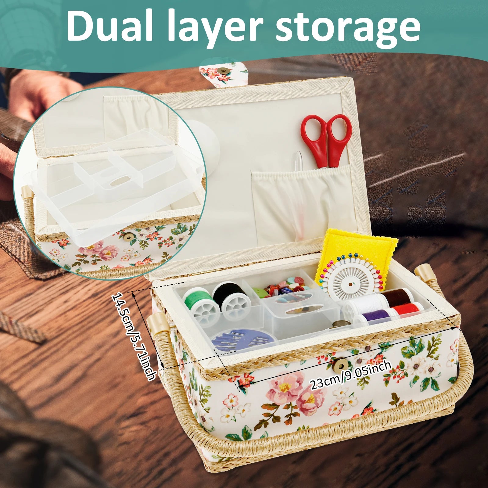 Nähwerkzeug-Korb – Vintage Design – 24x17.5x13 cm