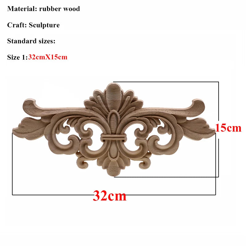 Natürliche Holzschnitzerei – Florales Retro-Applikat – Verschiedene Grössen