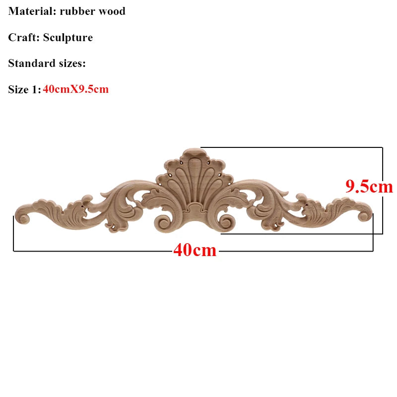 Natürliche Holzschnitzerei – Florales Retro-Applikat – Verschiedene Grössen
