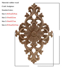 Natürliche Holzschnitzerei – Florales Retro-Applikat – Verschiedene Grössen