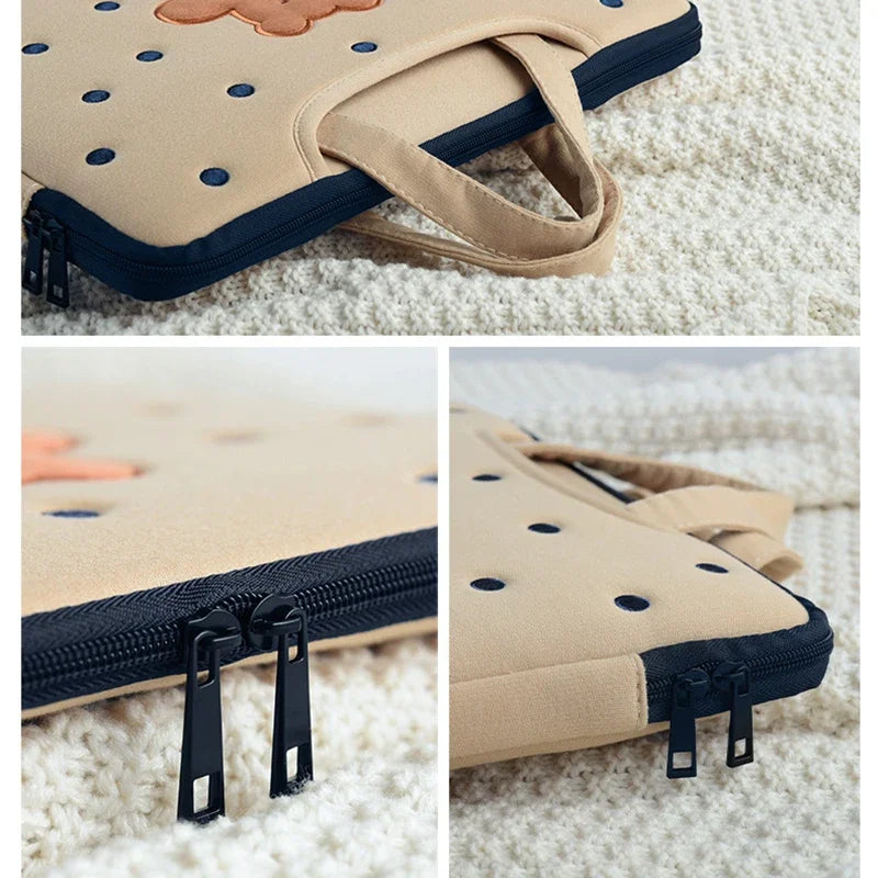 Niedliche Bären-Laptophülle – Polyester Cartoon – Grössen 13-16 Zoll