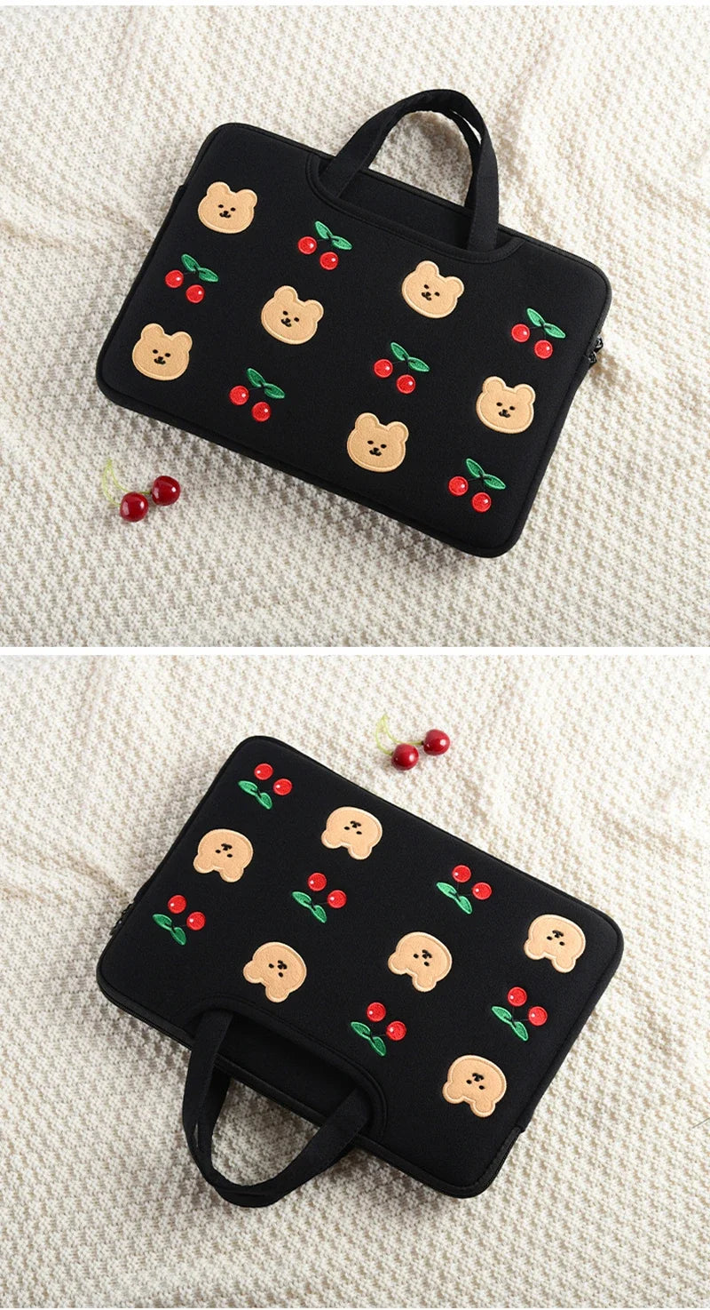 Niedliche Bären-Laptophülle – Polyester Cartoon – Grössen 13-16 Zoll