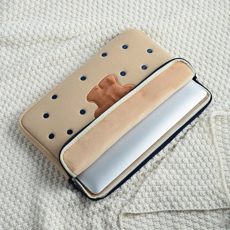 Niedliche Bären-Laptophülle – Polyester Cartoon – Grössen 13-16 Zoll