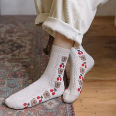 Niedliche Bärensocken – Wollmischung – Winterwärme, Set aus 5