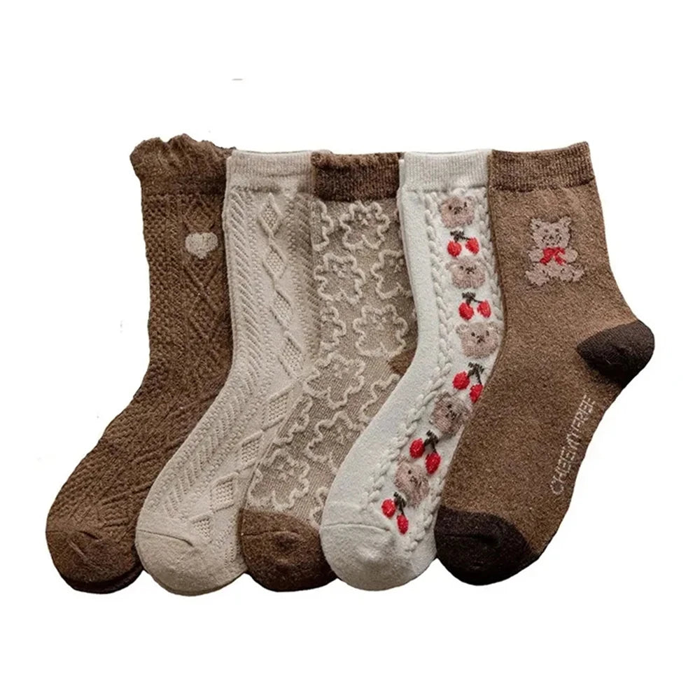 Niedliche Bärensocken – Wollmischung – Winterwärme, Set aus 5