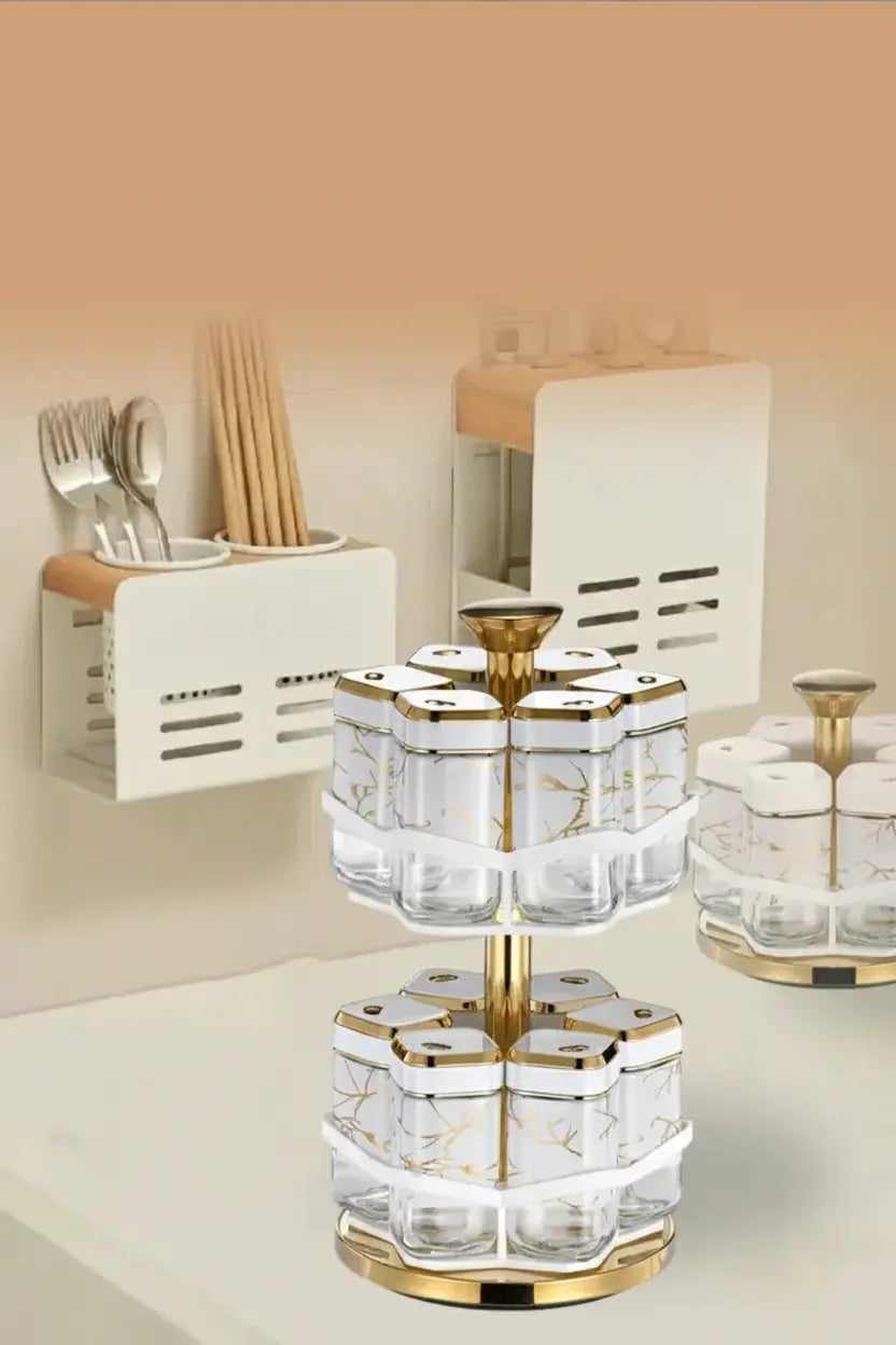 Nordic Gewürzglas Set – Keramik & Holz Design