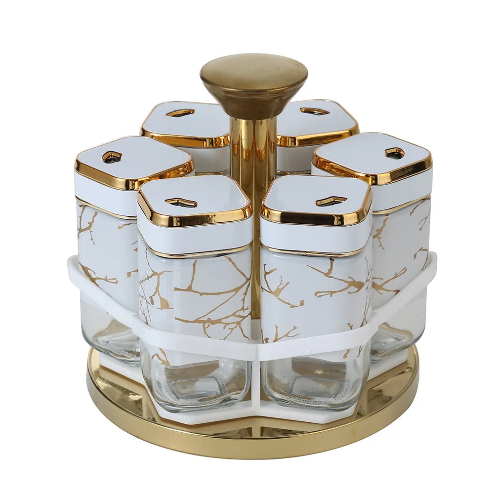 Nordic Gewürzglas Set – Keramik & Holz Design