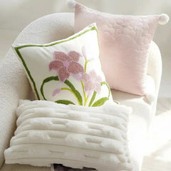 Nordische Bestickte Kissenhülle – Flanell, 45x45cm