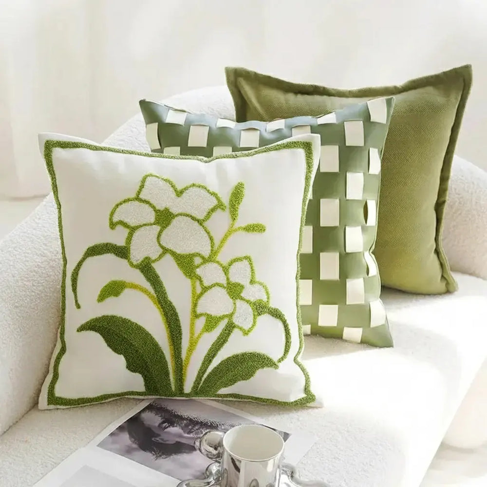 Nordische Bestickte Kissenhülle – Flanell, 45x45cm