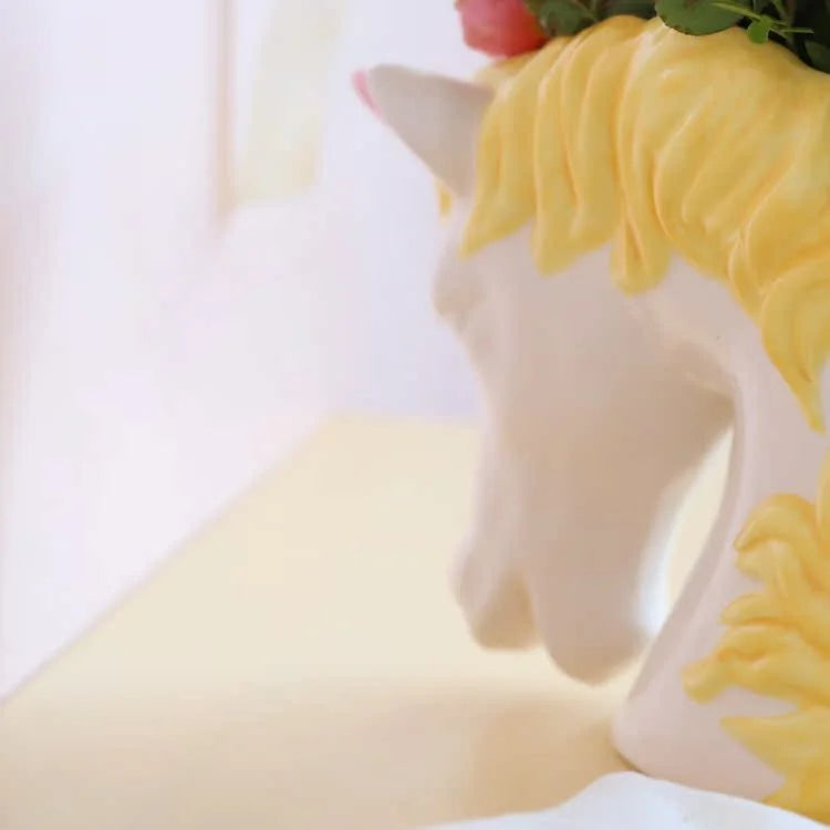 Nordische Einhorn-Vase – Keramik Vintage Stil – Wohndeko