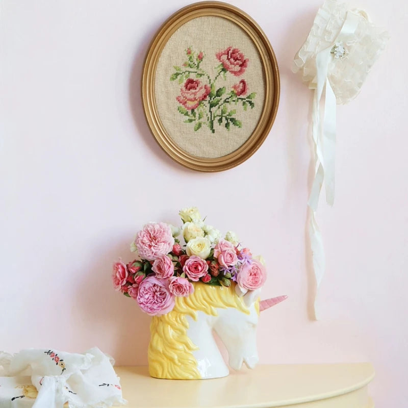 Nordische Einhorn-Vase – Keramik Vintage Stil – Wohndeko