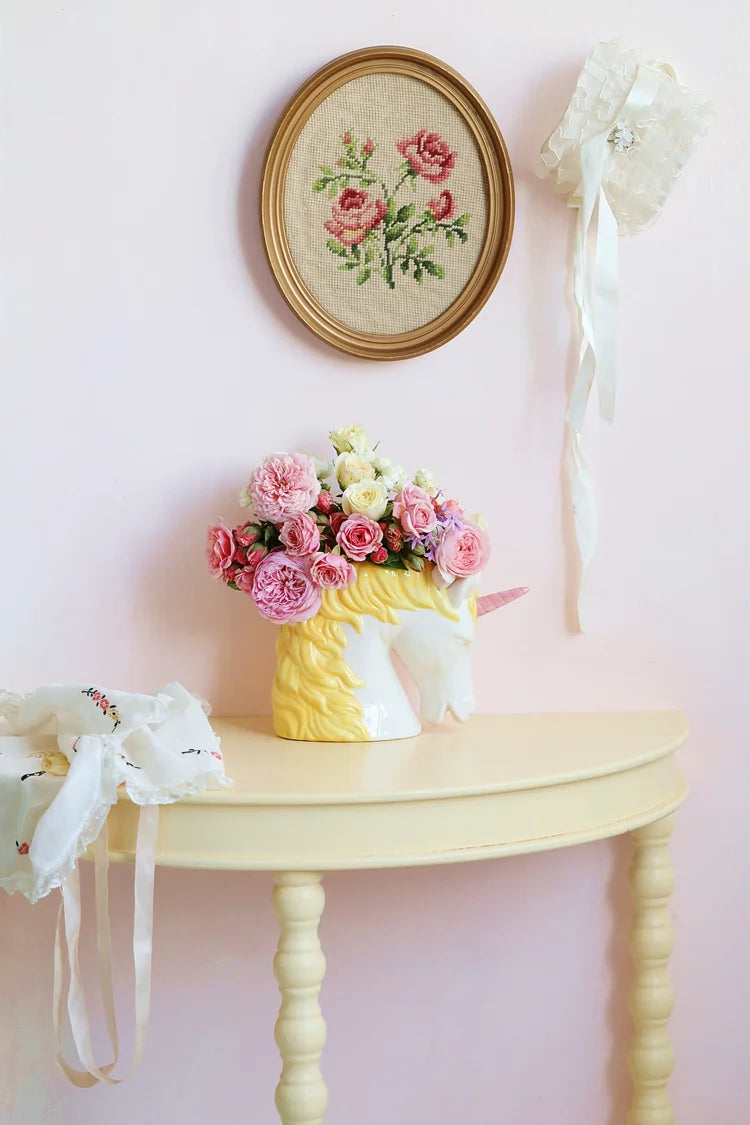 Nordische Einhorn-Vase – Keramik Vintage Stil – Wohndeko