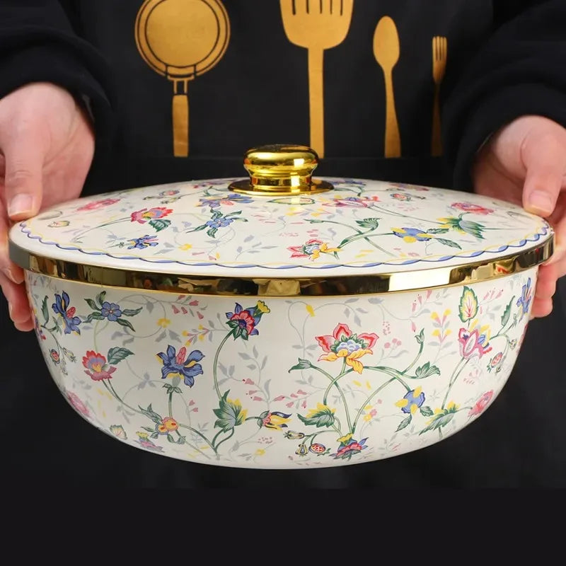 Nordische Emaille-Schüssel – Retro Design, grosse Kapazität