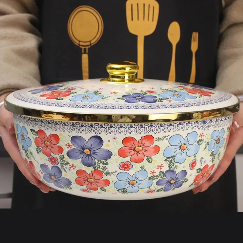 Nordische Emaille-Schüssel – Retro Design, grosse Kapazität