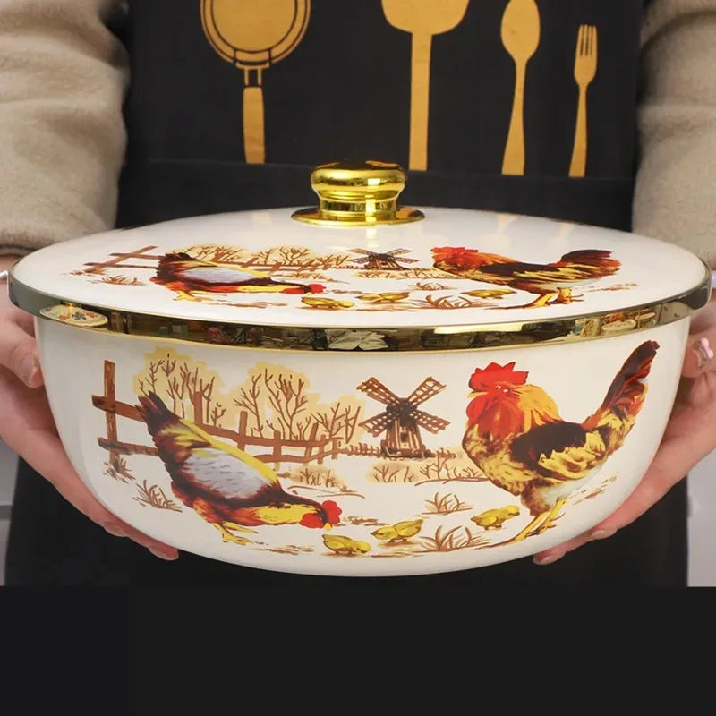 Nordische Emaille-Schüssel – Retro Design, grosse Kapazität