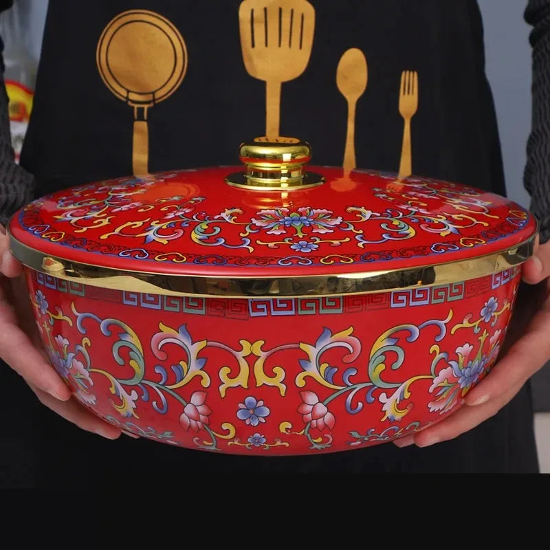 Nordische Emaille-Schüssel – Retro Design, grosse Kapazität